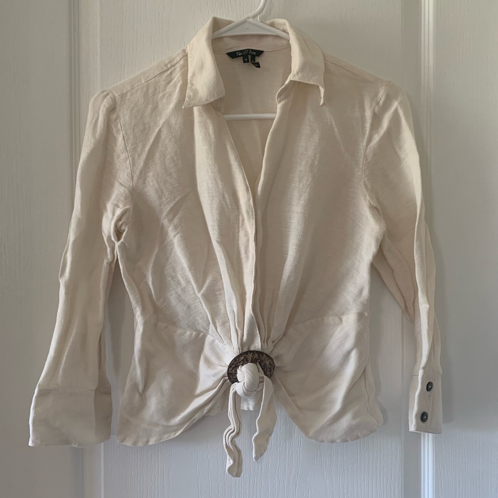 Nic + Zoe silk and Linen tie front blazer